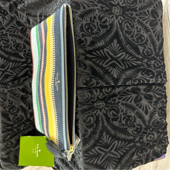 KATE SPADE ♠️ ASH STREET BOARDWALK STRIPE MULTI-COLOR LARGE TASSEL CANVAS POUCH
